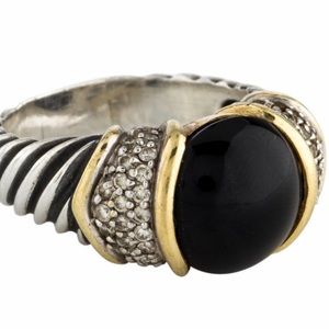 David Yurman Onyx Ring 18 k and Silver